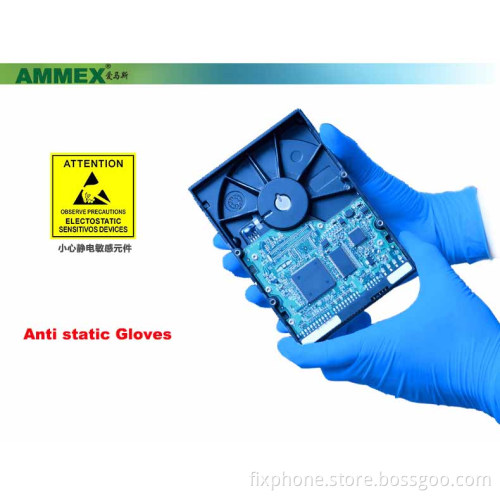 AMMEX disposable Anti static gloves for phone Circuit Boards Repair